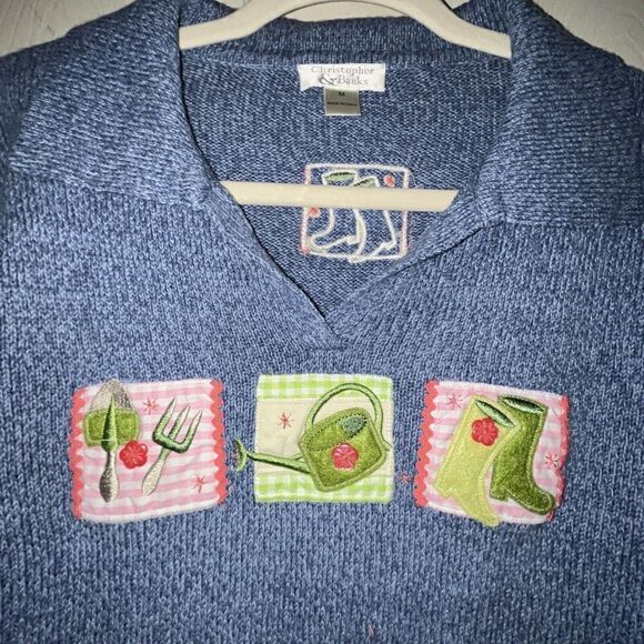 Christopher Banks Spring Sweater Lot Of 2 Wmns Sz Med Cotton Blend Garden - Picture 3 of 16